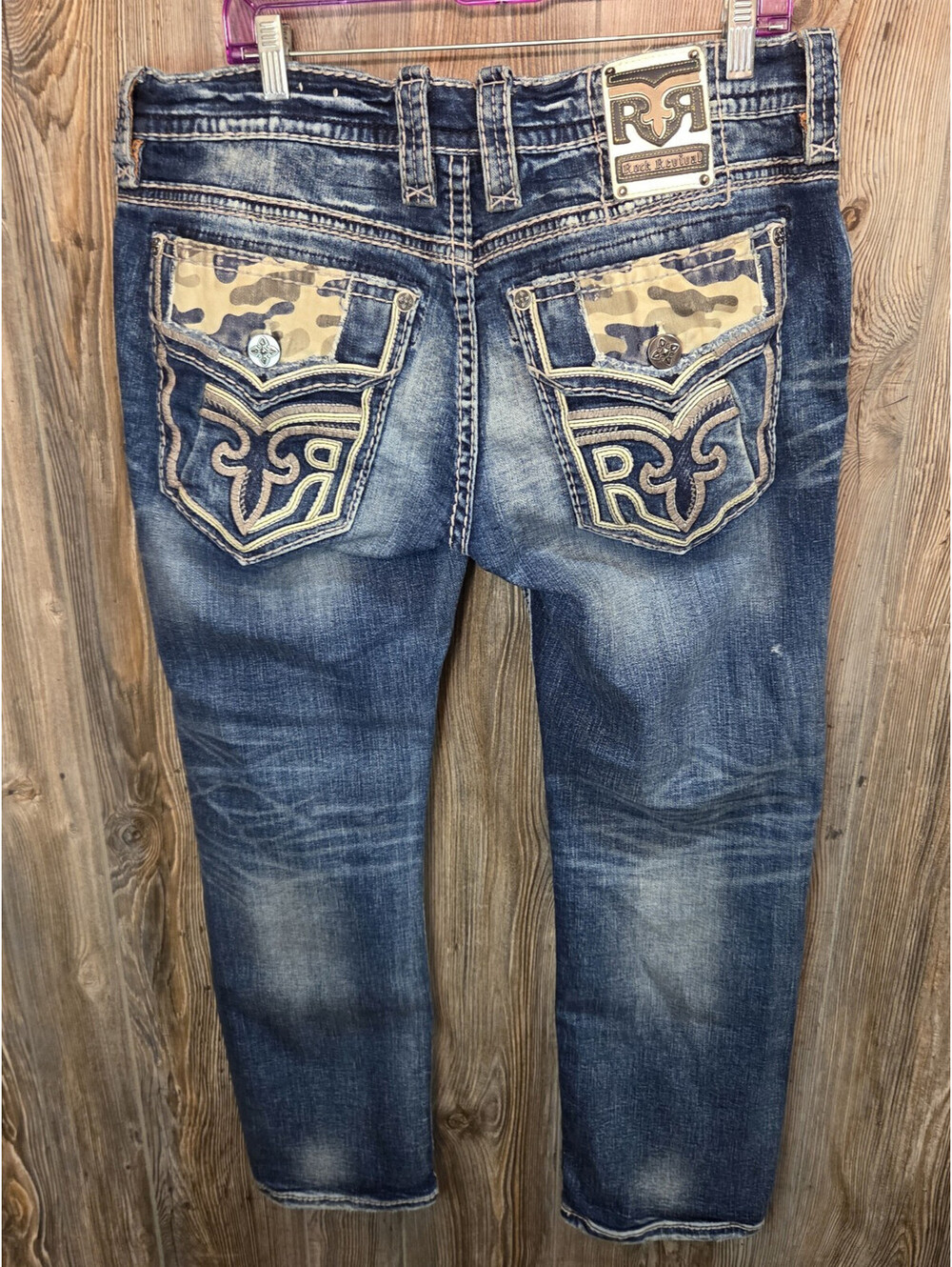 Rock Revival "Adlers" Men Straight Jeans Sz 36 (36x29) Collector's Edition Camo